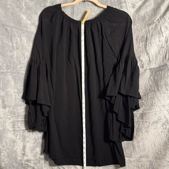 NWT Chic Black Off-Shoulder Top size large X-Large women boho pleated‎ sleeves - Picture 7 of 13